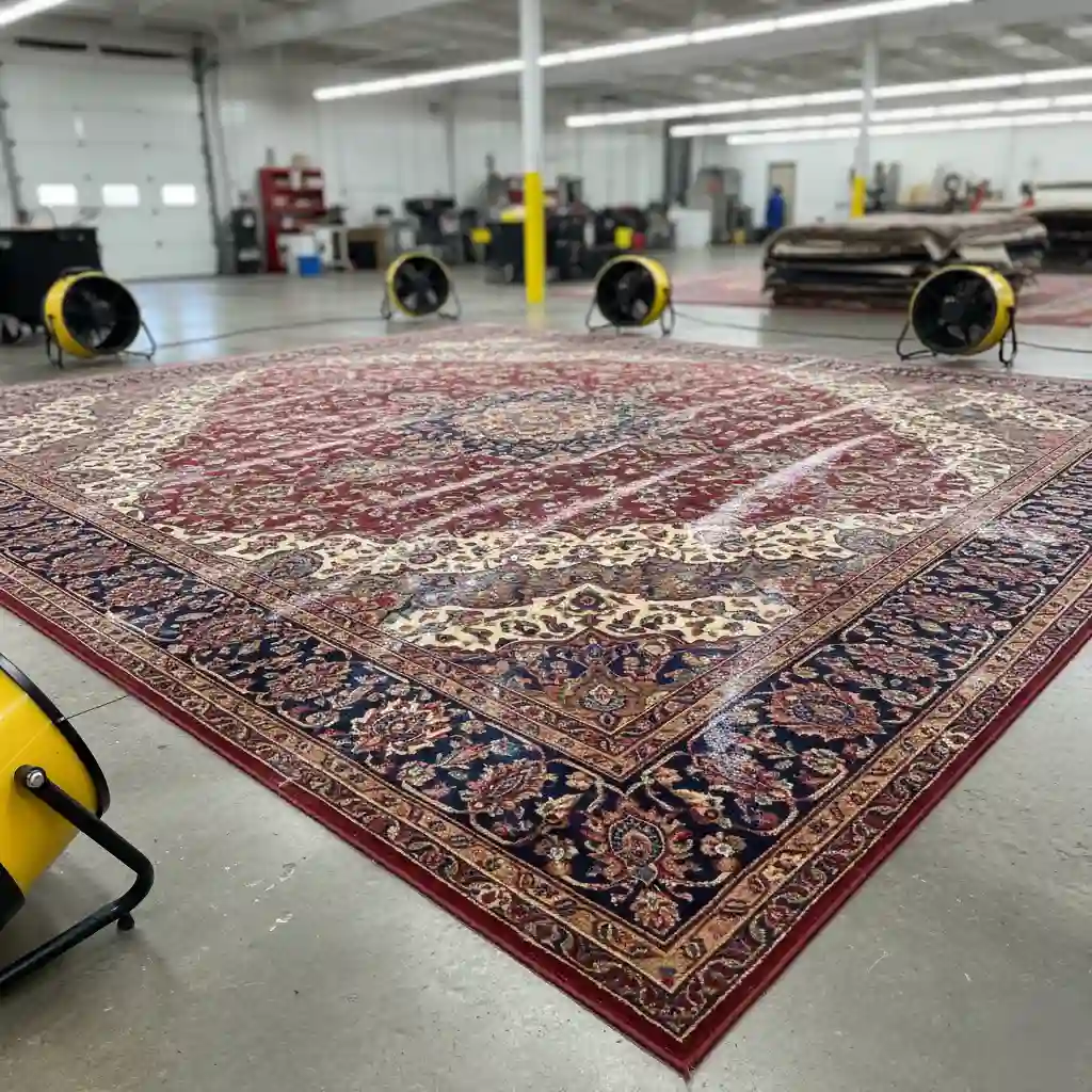 rug after water extraction is completed