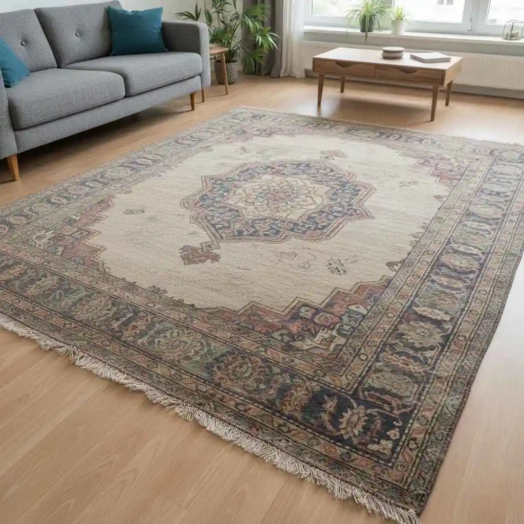 Fresh, clean area rug placed back in living room