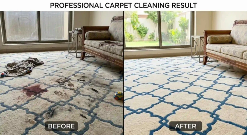 beforeafter carpet cleaning result