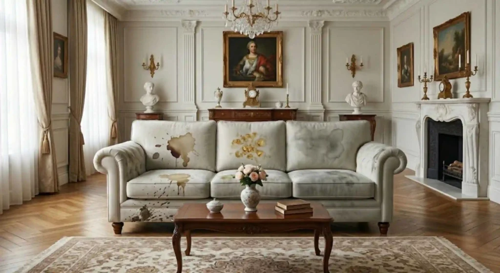 stained sofa in a living room