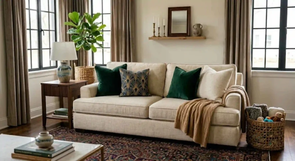 Fresh clean sofa after professional upholstery care in Springfield