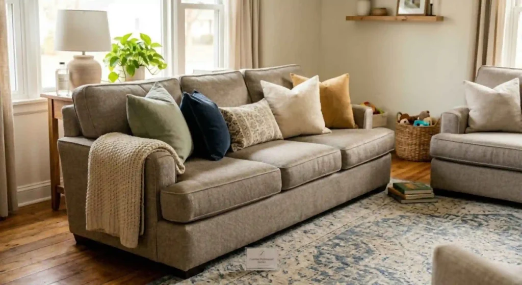 Professional upholstery care service in Springfield living room