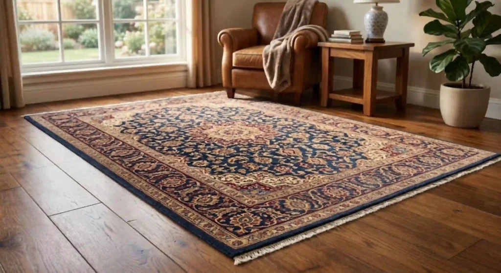 Fresh professionally cleaned decorative area rug