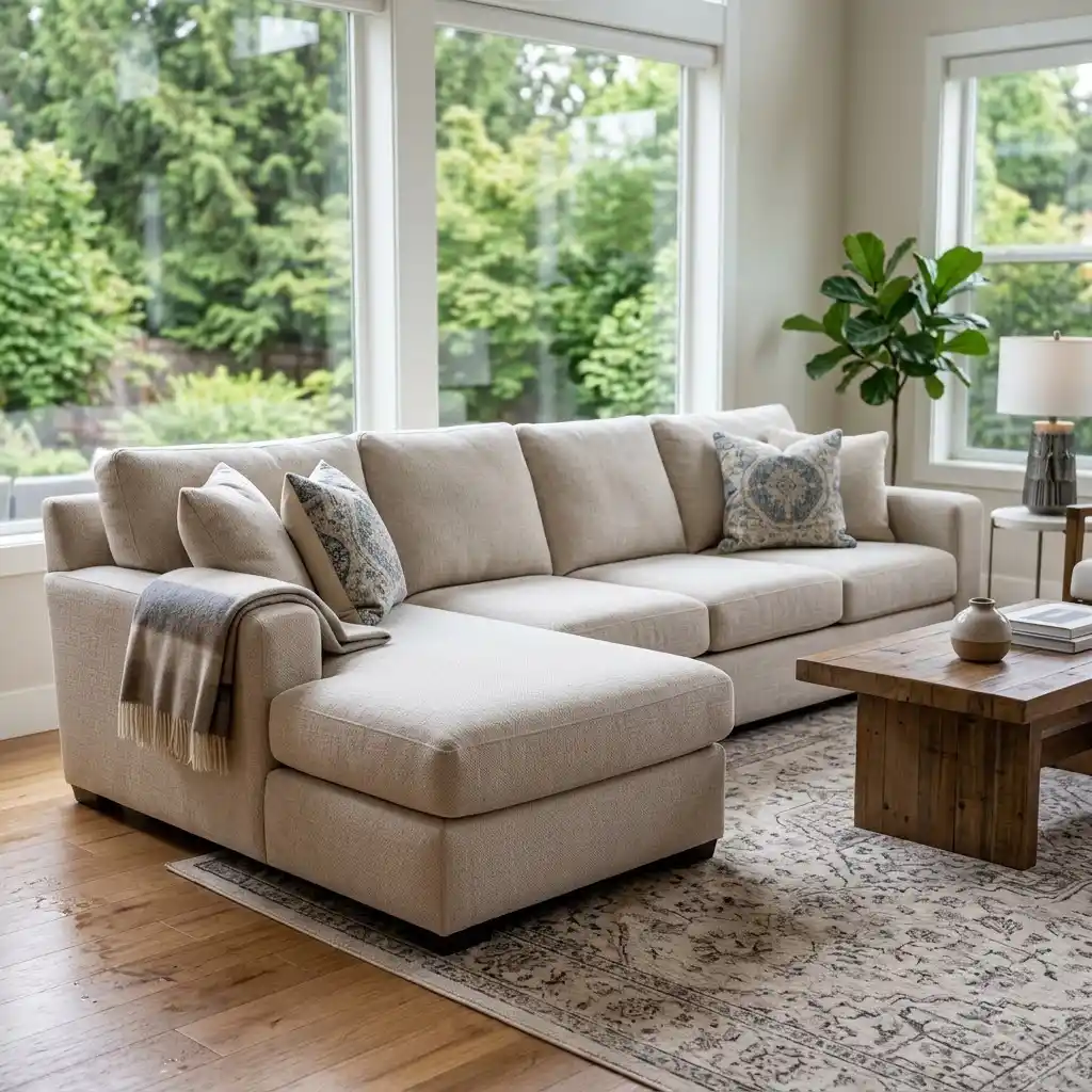 Professional upholstery cleaning service restoring a Fabric Sofa in Eugene